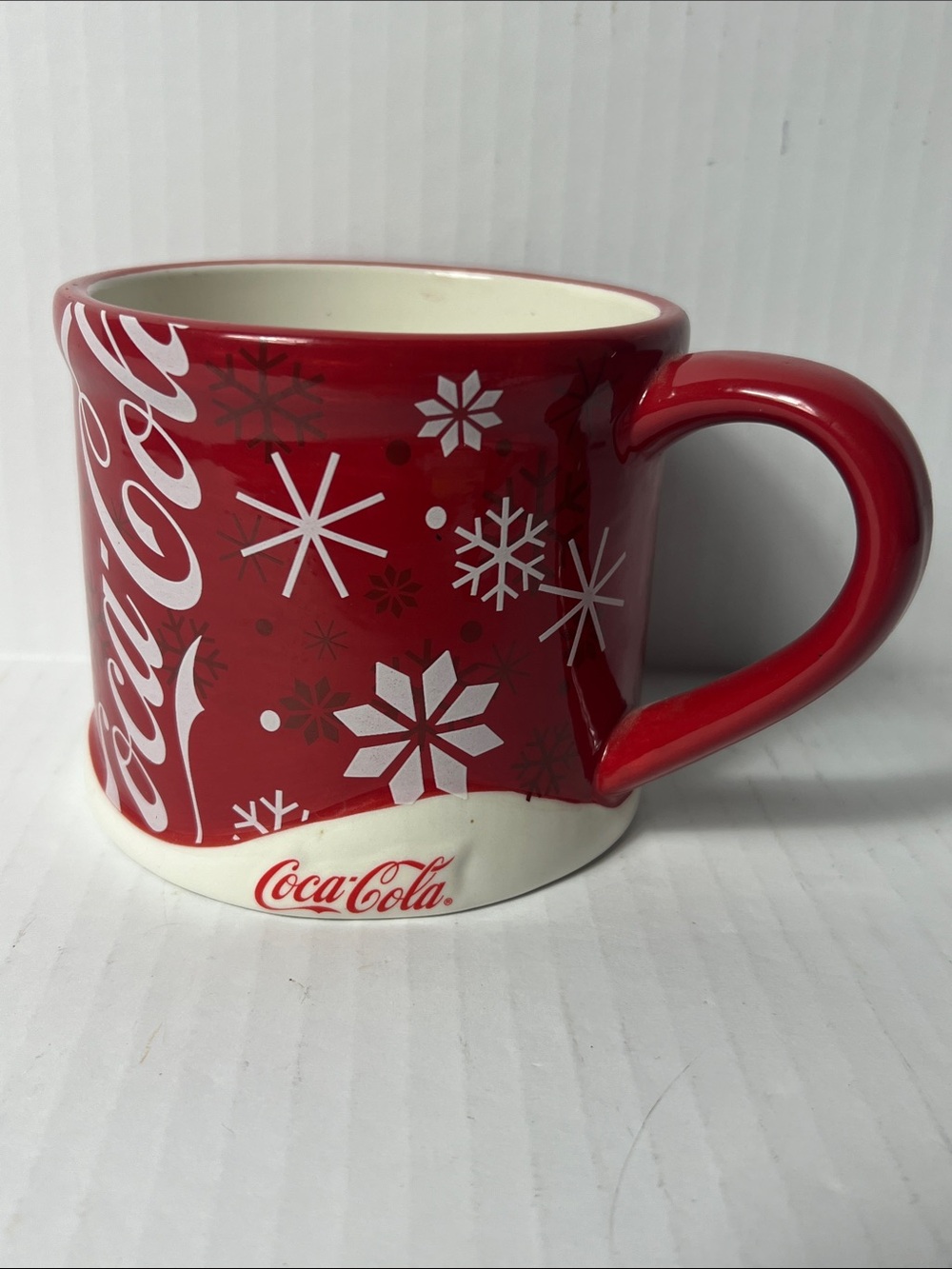 Coca Cola Red and White Holiday Snowflake Mug